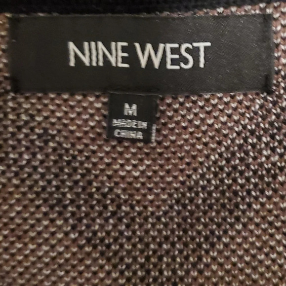 Nine West Long Sleeve Aztec Stretch Knit Sheath Woven Cotton Sweater Dress - Picture 7 of 8